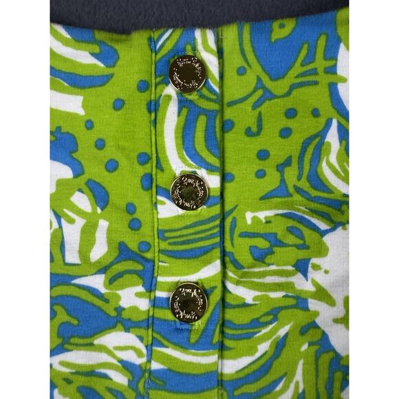 Lilly Pulitzer Dress Small Charlene Shift Limeade Lion Print Green Knit Cotton - Picture 8 of 9
